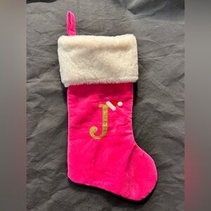 Pink Christmas Stocking with White Fur Cuff